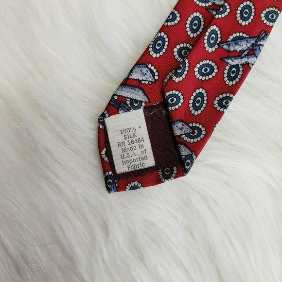 John Weitz Vintage BiPlane Airplane Silk Mens Tie - Picture 4 of 5